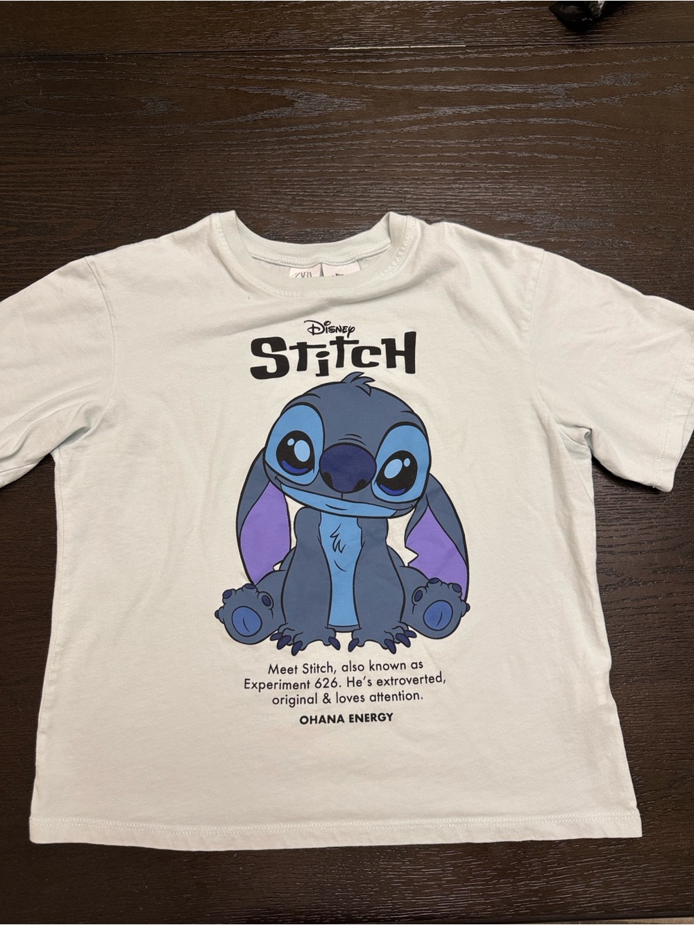 ZARA Disney White Kids Stitch Character Tee with Blue & Purple Graphic